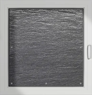 Produktbild von Wallario Lichtschutzbild, Dekorativer Sichtschutz Sonnenschutz 96 x 100 cm mit Motiv: Muster schwarz-weiße Steintafel Optik - Verdunklung ohne Bohren