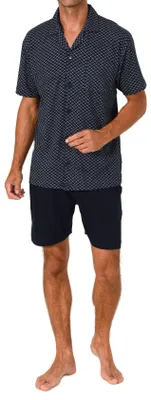 Produktbild von Normann Herren kurzarm Schlafanzug Shorty Pyjama zum durchknöpfen, auch in Übergrößen ; rot , 58
