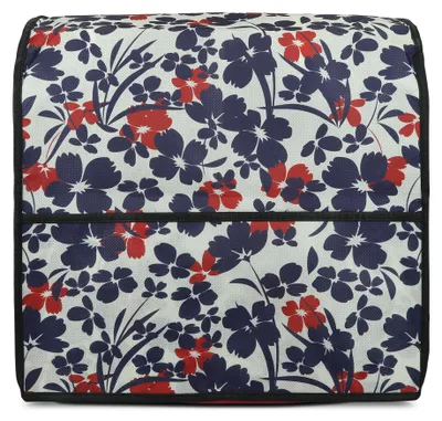 Produktbild von kwmobile Hülle kompatibel mit KitchenAid 4,3-4,8 liter - mit 3 Fächern - Küchenmaschine Staubschutz Abdeckhaube in Blau Rot Weiß Blumenillustration