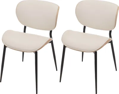 Obrázok produktu pre Sada dvoch jedálenských stoličiek HWC-O45, stolička, drevo, umelá koža 280 g/m²,   – prírodná farba, biela