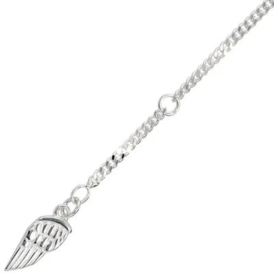 Produktbild von Fußkette Fußkettchen Panzerkette Flügel 925 Silber 23-25cm Fußschmuck