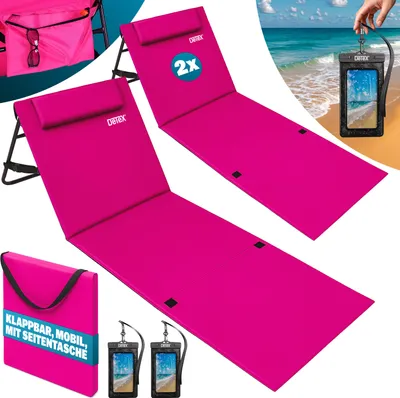 Immagine prodotto di DETEX® 2x Tappetino Stuoia da Spiaggia con Tasca Portaoggetti Cuscino Schienale Regolabile Custodia per Trasporto