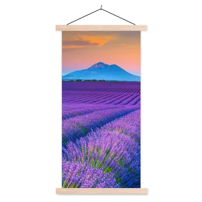 Produktbild von MuchoWow® Textilposter Lavendel - Lila - Blumen 40x80 cm mit holzfarbenen Rahmen - Wohnzimmer