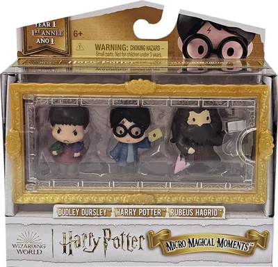 Obrázek produktu pro Kouzelnický svět sada 3 hracích figurek Harry Potter Rubeus Hagrid Dudley Dursley Micro Magical Moments Zlatý rámeček Filmové hvězdy Čarodějnictví Kouzelníci Bradavice