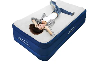 Produktbild von AeroRest Luftmatratze für 1 Person | 210 x 99 x 51 cm | Abnehmbare Auflage | Inklusive passender Bettwäsche + Reparaturset + Kopfkissen