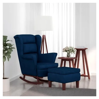 Produktbild von Schaukelstuhl mit Hocker für Wohnzimmer und Schlafzimmer, Relaxsessel mit Armlehnen