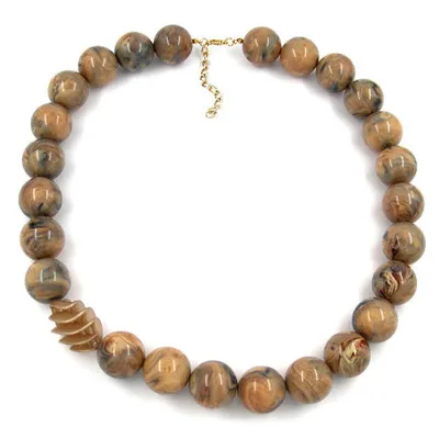 Produktbild von Kette Perlen und Spirale braun marmor hellbraun 32x18mm