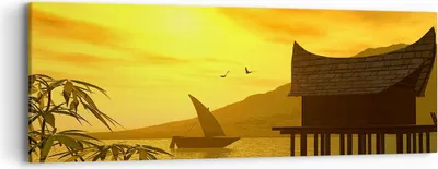 Produktbild von Bild auf Leinwand - Leinwandbild - Asien Berg Meer Felsen - 90x30cm - Wand Bild - Wanddeko - Leinwanddruck - Bilder - Kunstdruck - Wanddekoration - Leinwand bilder - Wandkunst - AB90x30-0363
