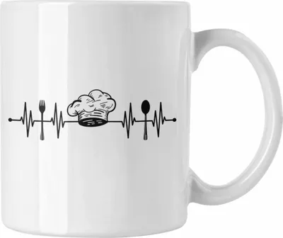 Produktbild von Trendation - Koch Tasse Geschenk Herzschlag Geschenkidee Köchin Männer Frauen (Weiß)