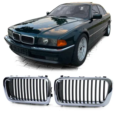 Productafbeelding van Zwarte chromen radiatorgrill voor BMW 7-serie E38, modeljaren 1994-2001, voorzijde