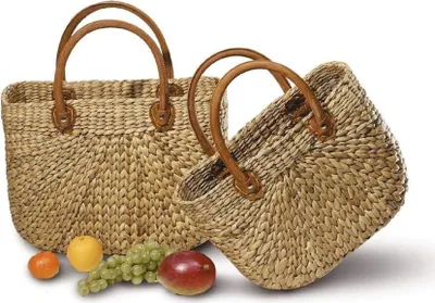 Immagine prodotto di Borsa della spesa/cestino della spesa Neustanlo®, 1 pezzo, in giacinto d'acqua (piccola, manici corti)