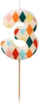 Produktbild von Geburtstagskerze Zahl 3 Raute, 5,5 cm, mix