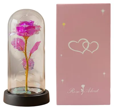 Produktbild von Konservierte Rose in einer Kuppel mit LED-Beleuchtung – Künstliche, ewige Rose – Geschenkidee für sie, Mama, Frauen – Valentinstag, Muttertag, Weihnachten, Geburtstag