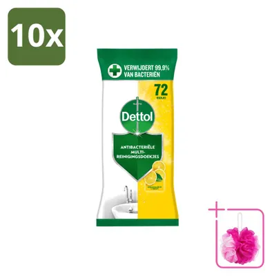 Produktbild von 10 x Dettol Reinigungstücher Spritzige Zitrone - Sparpackung - 10 Stücke