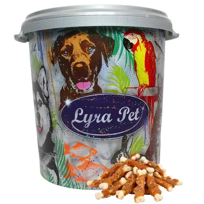 Produktbild von 5 kg Lyra Pet® Calciumknochen mit Hühnerbruststreifen in 30 L Tonne