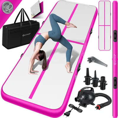 Produktbild von KESSER® Turnmatte Aufblasbar Airtrack 2m/3m/4m/5m/6m Fitness-Matte Gymnastikmatte | inkl. Tragetasche & elektr. Luftpumpe | Yogamatte, Tumbling Matten, Trainingsmatte, Turn- & Fitness
