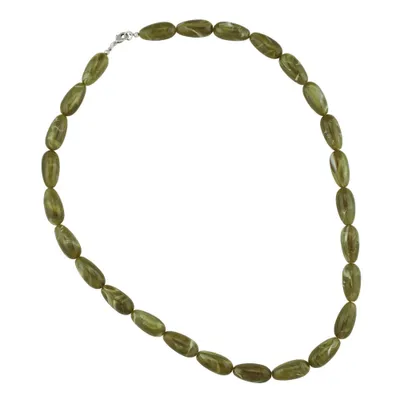 Produktbild von Kette 22x11mm Birnenperle Kunststoff oliv-weiß-marmoriert glänzend 60cm