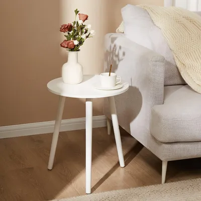 Produktbild von Solidchoice – Holztisch mit Ablagefläche, rund, 42 x 52 cm, weiß