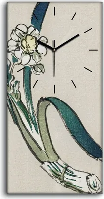 Produktbild von Leinwand Uhr Küche Wohnzimmer Bild Geräuschlos 30x60 Malerei Asiatische Blumen - schwarze Hände