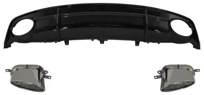 Produktbild von Heckdiffusor Schwarz & Auspuff für Audi A7 4G Facelift 15-18 RS7 Look nur S-Line.