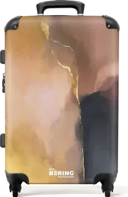 Produktbild von NoBoringSuitcases.com® Großer Koffer - Abstrakt - Gold - Rot - Blau - Kunst - Kombinationsschloss TSA - Hartschalen Trolley 4 Rollen - 72 liter - Reisekoffer - 66 cmKoffer Mittelgroß 67x43x25 cm, 72L,