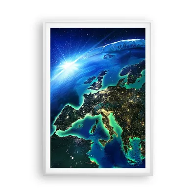 Produktbild von Gerahmtes Poster - Weißer Rahmen - Nacht raum welt ansicht - 70x100 cm - Wand Bild - Wanddeko - Wandbilder - Kunstposter - Wandposter - Bilderrahmen - Bilder - Kunstdruck - Wandbild - P2WPA70x100-2816
