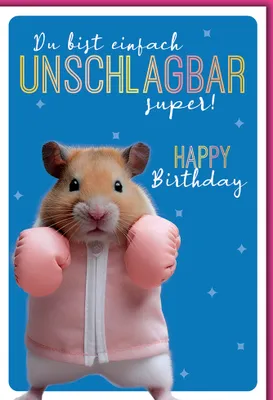 Produktbild von Geburtstag - Karte mit Umschlag - Boxender Hamster