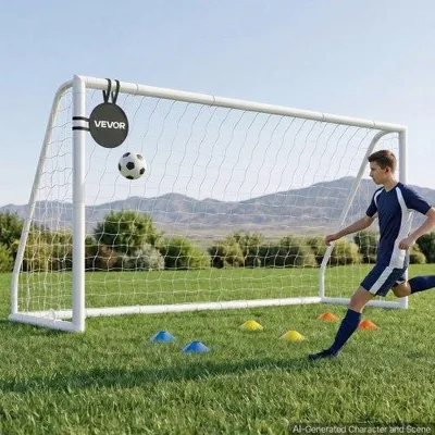Produktbild von VEVOR Tragbares Fußballtor, 12x6 ft Fußballnetz, Erwachsenen- und Kinder-Fußballnetz für den Garten, Großes Trainingsfußballnetz, Jugend-Trainingsfußballtor-Set, Wetterfestes Outdoor-Fußballtor mit Tragetasche, 1 Pack