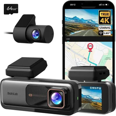 Produktbild von Dashcam Autokamera Dashcam vorne hinten - 4K vorne - 1296p hinten - 170° Weitwinkel - 64 GB - GPS - WLAN