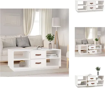 Image de vidaXL Table basse blanche 100x50x41 cm Pin massif - Tables basses