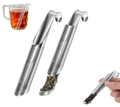 Obrázek produktu pro Sítka na čaj z nerezové oceli, 2 kusy, s dlouhou rukojetí, jemnozrnné čajové filtry