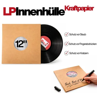 Produktbild von LP Innenhüllen 12 Zoll LP Vinyl Schallplatten 301x304/309 mm gefüttert 1400 Stück