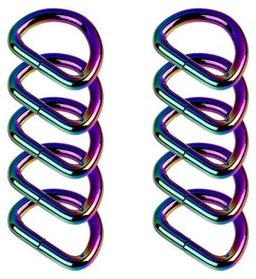 Produktbild von 10 stabile Halbringe D-Ringe Metallring Halbrund Ring Größen- /Farbwahl, Farbe:bunt, Größe:22 (15) x 16 x 3 mm