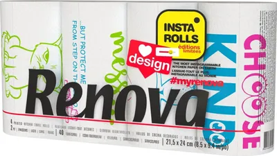 Image de Papier essuie-tout Renova Design, 4 rouleaux, 2 couches, 9,6 m