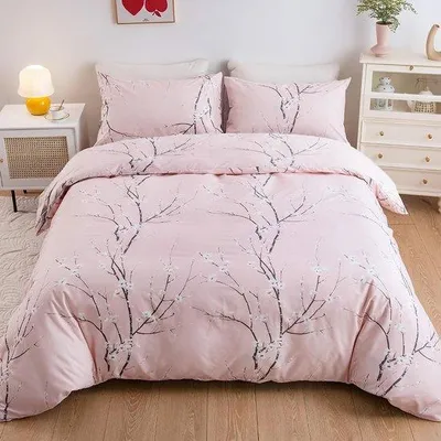 Produktbild von Famanu Bettwäsche Zweig-Muster 155 x 220 cm - Rosa