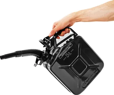 Produktbild von BW® Kraftstoffkanister Metall Benzinkanister 5 Liter mit Ausgießer - Schwarz RAL 9005 - UN-Zulassung - Hergestellt in Europa
