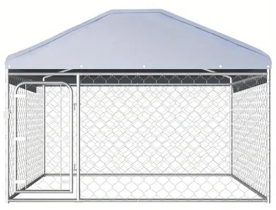 Immagine prodotto di Ciotola per cani – Recinto esterno con tettoia per cani – 200x200x135 cm – Acciaio zincato