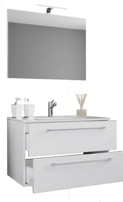Immagine prodotto di 3 pz. lavabo lavabo | lavabo larghezza 80 cm | set mobili bagno appesi a due cassetti Specchi | Badinos