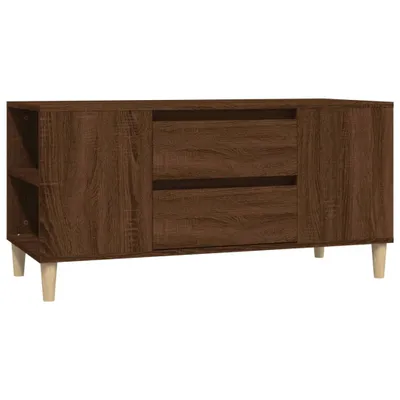 Image de vidaXL Armoire TV marron imitation chêne 102x44,5x50 cm Matériau dérivé du bois