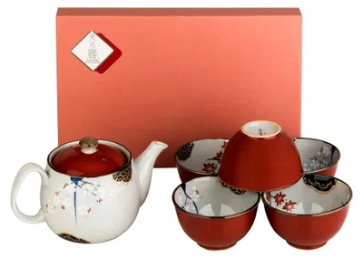 Produktbild von Japanisches Teeservice SHUMAKI Geschenkset aus Japan Teekanne 450 ml, Teeschalen Ø 9 cm