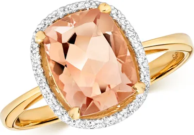 Produktbild von 9 Karat (375) Gold Cluster Diamant Damenring Brillant-Schliff 0.08 Karat mit Morganit, 53 (16.9); TRS10890RSM