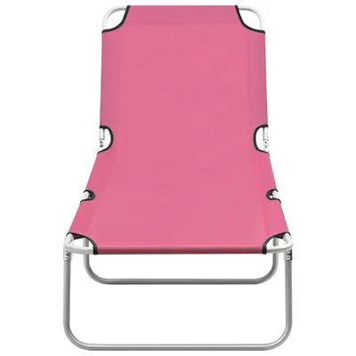 Image de vidaXL Chaise longue pliante acier et tissu rose