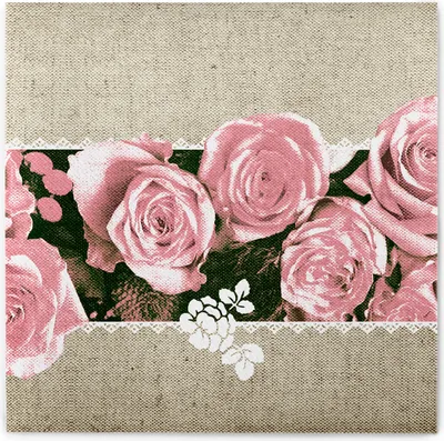 Produktbild von Airlaid Serviette Lovely Roses in Rosa, 40 x 40 cm, 50 Stück - Mank