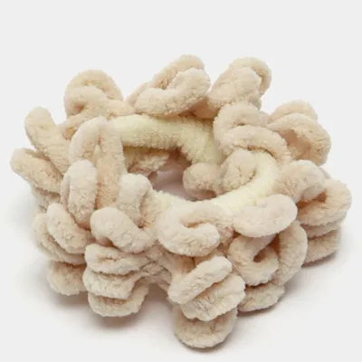 Image de Chouchou classique en velours bouclé bouclé beige clair