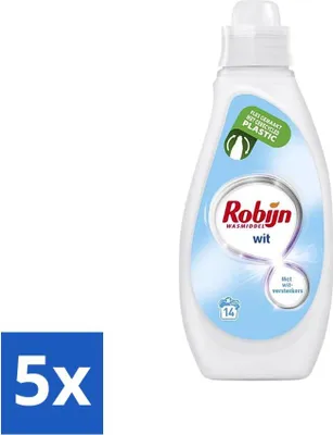 Produktbild von Robijn - White - Flüssigwaschmittel - Mit Weißverstärker - 14 Wäschen - 700 ml - Vorteilspack - 5 Stücke
