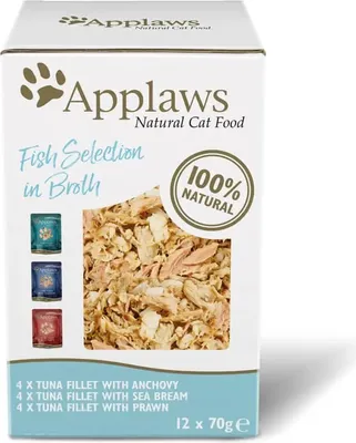 Produktbild von APPLAWS Fish selection multipack in broth - nassfutter für Katzen - 12x70g