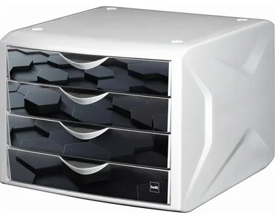 Zdjęcie produktu dla helit H6129695 Kameleon komoda 4 szuflady dekor ciemny sześciokąt