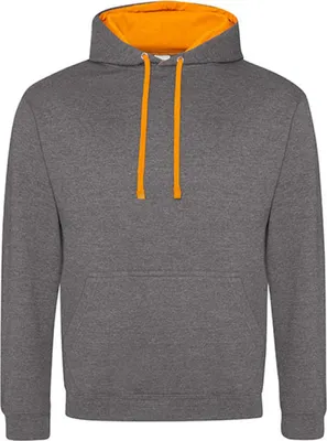 Produktbild von Just Hoods JH003 | Varsity Herren Hoodie / Kaputzenpullover - Farbe: Charcoal (Heather)/Orange Crush - Größe: S
