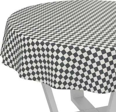 Produktbild von Tischdecke oldscool Karo Grau Rund 140cm Schnittkante Wachstuch abwaschbar