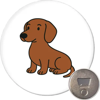 Produktbild von Huuraa Magnet Kurzhaar Dackel Dachshund Comic 59mm Kühlschrankmagnet rund Flaschenöffner Geschenkidee